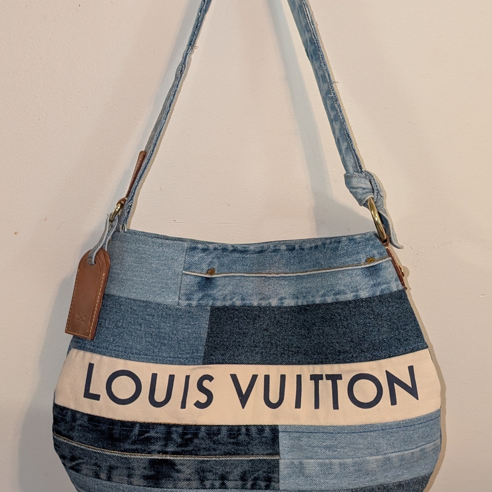 Repurposed Lg Denim Hobo Made W Authentic Louis Vuitton Materials